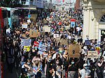 Black Lives Matter protesters parade through Brighton – days after officers filmed pinning down man