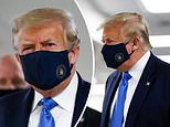 Donald Trump is pictured wearing a mask as he visits Walter Reed hospital 