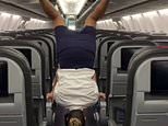 Acrobatic flight attendant flips upside down to close plane’s overhead lockers with her FEET&nbsp;