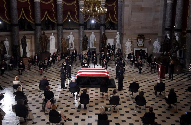 RBG becomes the first woman and Jewish person to lie in state in the US Capitol. Her casket has just arrived.