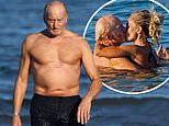 Charles Dance displays youthful physique shares a kiss with a younger female companion in Venice 
