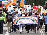 NHS workers who fought on the frontline of the coronavirus pandemic take part in mass protests