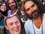Russell Brand flouts social distancing rules by hugging fan