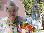 Mamas & the Papas singer Michelle Phillips seen in curlers in LA