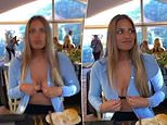 Instagram model Jadé Tuncdoruk is left red-faced as her button up blouse pops open during dinner