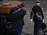 President Macron pays his respects at the coffin of beheaded teacher Samuel Paty