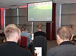 Middlesbrough fans gather in lounges at the Riverside Stadium to watch Nottingham Forest game on TV