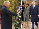 Trump is seen for first time since Sunday as he and Melania lead commemoration for Veterans Day