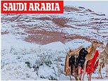 Ice blankets the Sahara desert while snow falls in Saudi Arabia where temperature has dropped to -2C