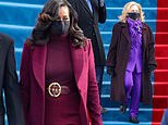 Michelle Obama and Hillary Clinton wear purple at inauguration as Laura Bush dons blue