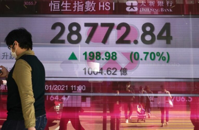 Asian shares mostly lower, China gains on GDP rebound