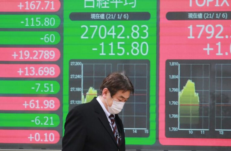 Asian shares mostly lower as virus, China-US tensions weigh