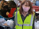 Sky News presenter Kay Burley volunteers at a food hub