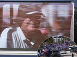 Hero’s welcome for Trump as supporters line his route home from the golf course
