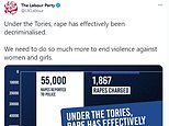 Fury as Labour accuses Tories of ‘effectively decriminalising rape’