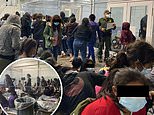 PICTURED: Inside the crowded makeshift migrant ‘overflow’ tent in Texas