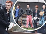Anson Boon transforms into Johnny Rotten as he joins co-stars to film Sex Pistols drama