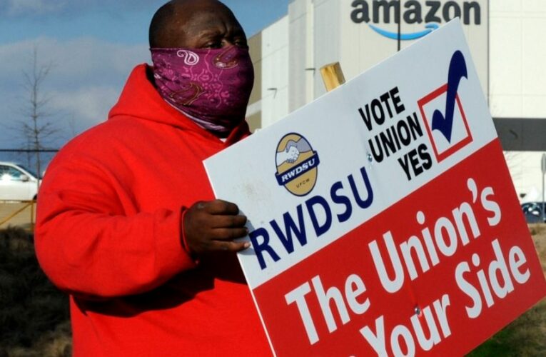 ‘Treating us like robots’: Amazon workers seek union