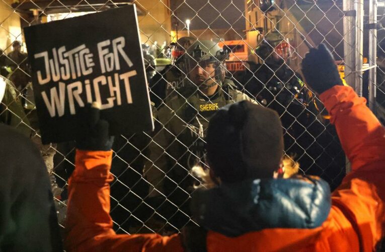 For the fourth night in a row, protesters gathered to demonstrate over the killing of Daunte Wright, a Black man, during a traffic stop in a Minneapolis suburb