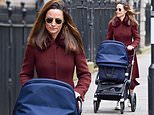 Pippa Middleton takes a stroll with newborn daughter Grace in her pram in Chelsea