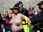 Topless woman runs down Windsor High Street moments after minute’s silence for Prince Philip&nbsp;