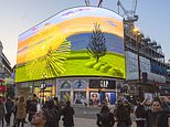 Londoners gather at Piccadilly Circus to view David Hockney’s new video artwork