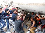 Girl, six, is reunited with her father after Israeli airstrike