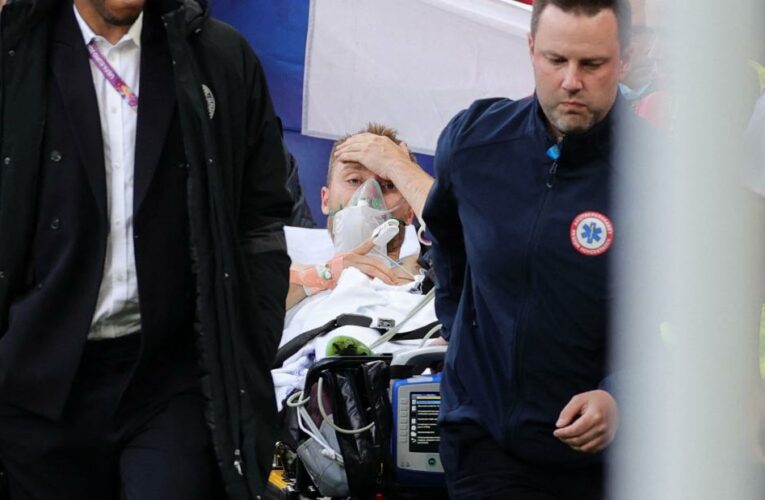 The Euro 2020 match was suspended following prolonged efforts to resuscitate Christian Eriksen with CPR and a defibrillator after he fell to the ground shortly before the end of the first half