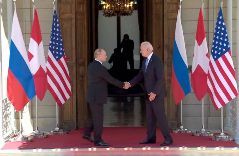 Watch moment Biden and Putin shake hands