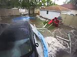 Car SPLASH! Moment vehicle ploughs through fence and destroys family’s pool – FLOODING garden