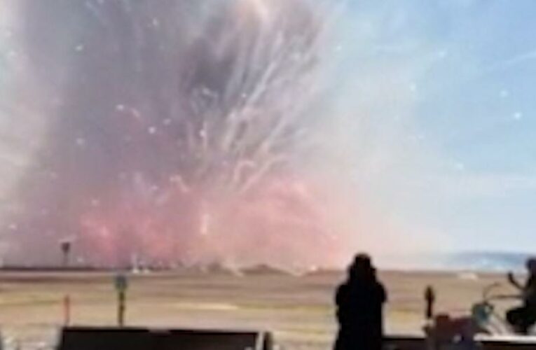 See fireworks display suddenly explode during setup