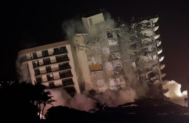 Search efforts have been paused at the Surfside building since Saturday so engineers could secure the site and prepare for the demolition