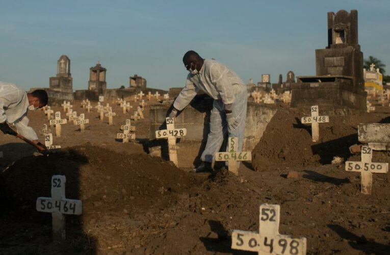 The grim milestone comes as new cases and deaths are dropping in the US and Europe, but some developing countries are still facing surging outbreaks