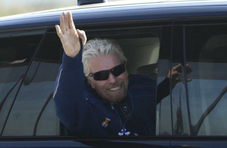 The Virgin Galactic founder looks to become the first billionaire in space. His rocket-powered plane will take off at about 10:30 a.m. ET.