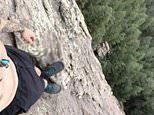 American photographer videos himself perched atop 2nd Flatiron rock formation in Boulder, Colorado