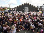 Protesters gather at mural of Marcus Rashford in Manchester for anti-racism demonstration