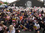 Protesters gather at mural of Marcus Rashford in Manchester for anti-racism demonstration