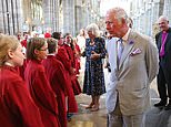 Prince Charles and Camilla Parker Bowles go mask-free as they visit Exeter Cathedral