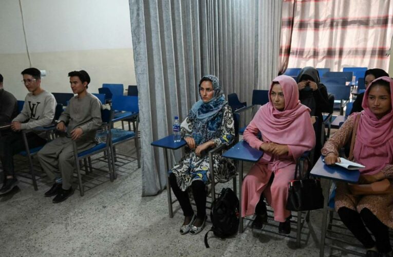 Curtains separate male and female Afghan students as new term begins under Taliban rule