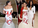 AOC is slammed as a hypocrite for donning a custom Aurora James dress with ‘TAX THE RICH’