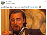 Electric car owners look on smugly as petrol and diesel drivers battle for fuel