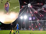 Games at both Hashtag United and Waterford are marred by idiotic fans aiming fireworks at players