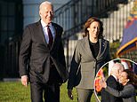 Biden and Harris walk out of the White House together and hug amid claims of a rift