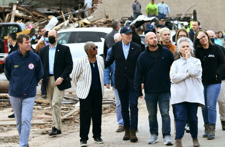 A single Kentucky Republican travels with Biden to survey tornado and storm damage