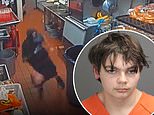 Ethan Crumbley is seen collapsing while working at a diner last year