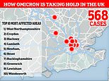 Health chiefs name England’s Omicron hotspots as West Northamptonshire tops the charts