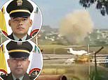 Moment bomb kills two cops at Colombia airport moments after terrorist blew himself up