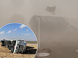 Blinding dust storm moving at 90mph ‘hurricane-strength’ winds blanket HALF of Kansas