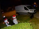 Curious cub flattens an inflatable snowman decoration in Florida front yard [Video]