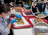 Water-damaged books and coin found in 1887 time capsule buried under Robert E Lee statue